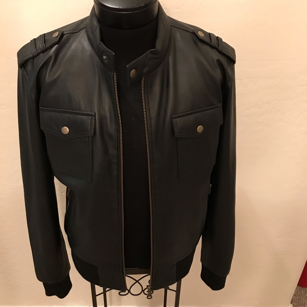 NEW LEATHER LONDON Sz L BRN BOMBER JACKET